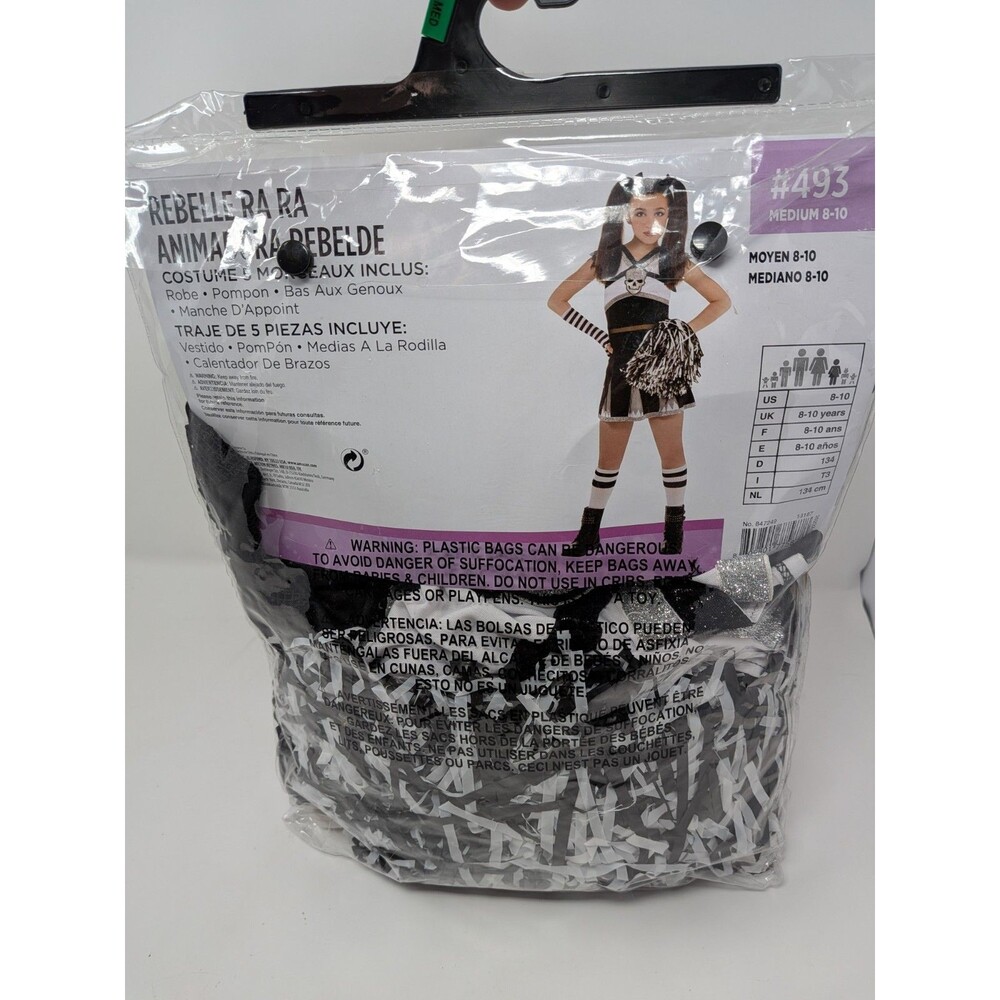 Ra Ra Rebel Skull Cheerleader Costume Girls Sz M 8-10 Goth Punk Grunge Dress - Picture 3 of 4